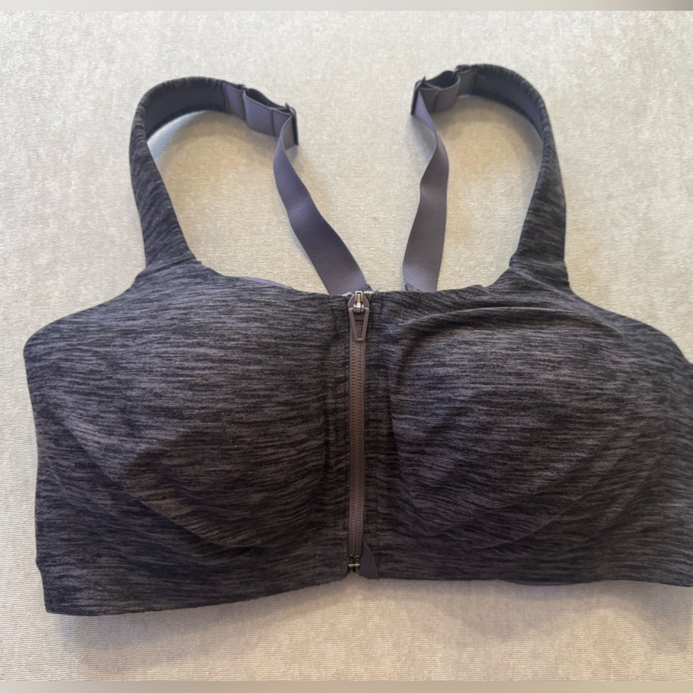 Victorias Secret- dark gray/heather- Knockout Front Zip Close Sports Bra